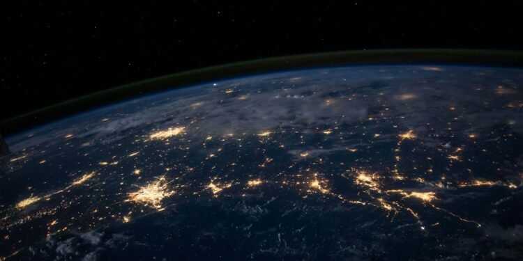 Abstract view of digital connections around Earth