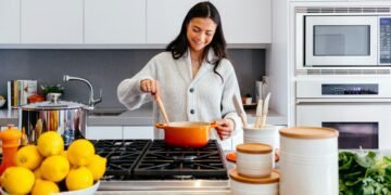 Home cooking preparation in a kitchen