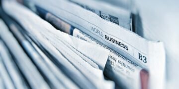 Newspapers laid out for reading